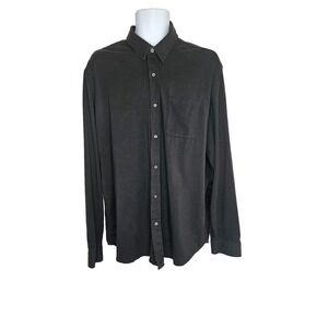 Minimalist Luxe‎ Stretch Knit Button Down Long Sleeve Shirt Black Men's 2XL